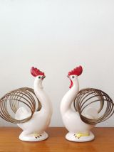 Porte cartes coq en céramique vintage 1960 