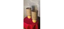Paire de lampe boule bois massif chevet style scandinave 33x