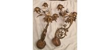  paire d applique murale laiton bronze 1900 a 30 rose porcel