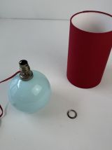 ANCIENNE LAMPE VINTAGE EN OPALINE BLEU