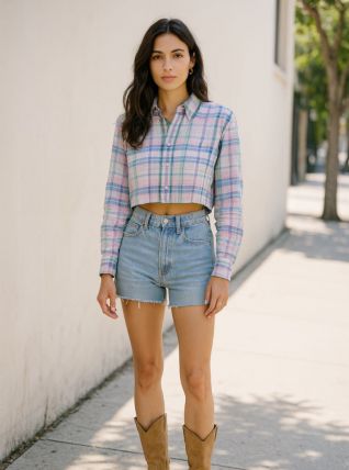 Chemise vintage Ralph Lauren upcycling cropped 