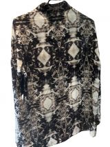 chemise imprimé noir et blanc vintage