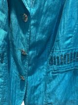 Veste turquoise en lin vintage 