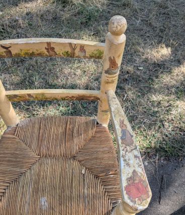 Chaise haute bois motifs Peter Rabbit