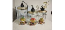 Ensemble de 3 lampes artisanales recyclage déco Monsieur Mad