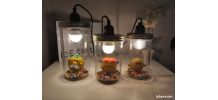 Ensemble de 3 lampes artisanales recyclage déco Monsieur Mad