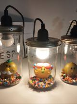 Ensemble de 3 lampes artisanales recyclage déco Monsieur Mad