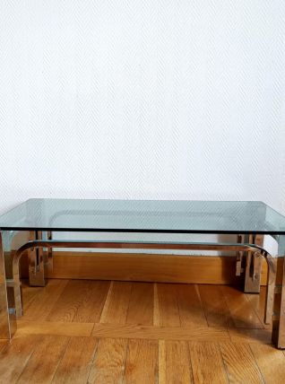 Table basse design métal chromé 1970