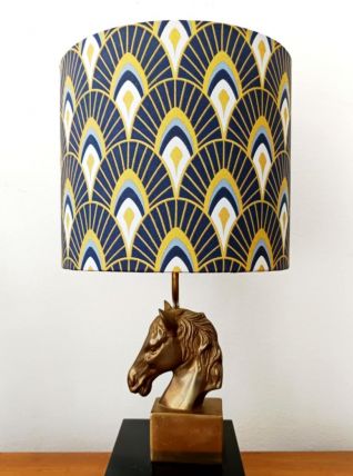 Lampe cheval et abat-jour art déco style Maison Charles