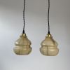 PAIRE D’ANCIENNES SUSPENSIONS MARBREES VINTAGE