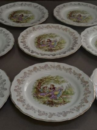 8 assiettes plates porcelaine de Limoges 