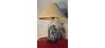 lampe tete de cheval et abat jour en jute 44x30 tres bon eta