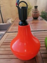 Paire de lustres années 70 vert et orange 