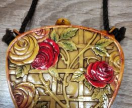 Poudrier ancien Art Déco en bakélite – vers 1920/30 – motif 