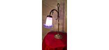 lampe de bureau 1920  bronze laiton  tulipe ancienne mauve, 