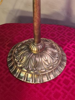 lampe de bureau 1920  bronze laiton  tulipe ancienne mauve, 