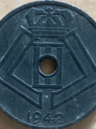 1942 WWII 5 Centimes Piece Belge