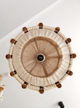 Paire de suspensions scandinaves bois et corde 1970