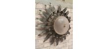  plafonnier ,applique soleil feuilles fer forgé  1970   tres