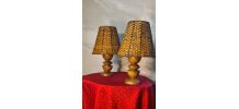 paire de lampes de chevet scandinave bois osier  tres bon et