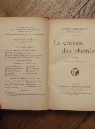 La Croisée des Chemins- Henry Bordeaux- 1922- E Flammarion