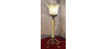 lampe calice bronze  art nouveau tulipe ancienne verre vert 