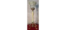 lampe calice bronze  art nouveau tulipe ancienne verre vert 