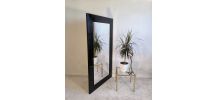 Très beau grand miroir intemporel, noir laqué Barbara Barry 