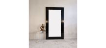 Très beau grand miroir intemporel, noir laqué Barbara Barry 
