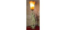 lampe 1900 laiton avec tulipe pate de verre signée tief ,56x
