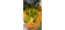 verre cristal emeraude 1970 a facettes , tres bonne etat 19x