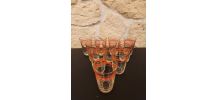 Lot de 10 verres vintage lignes rouges