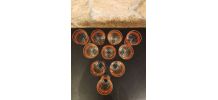 Lot de 10 verres vintage lignes rouges