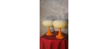 paire Lampe De Table Prisma Champignon 1975 a 80, Ufo A Spac
