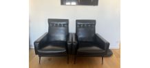 Fauteuils Club skaï vintage années 50/60