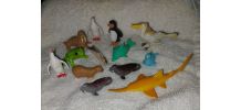 lot miniature animaux marin et d'eau pélican morse requin 
