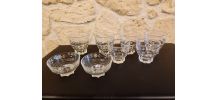 Lot de 8 verres vintage gravés pied étoile 