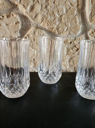 Lot de 3 verres taillés - Style Longchamp, Cristallerie d'Ar