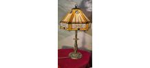 Lampe art nouveau ancienne pied bronze veritable 53x32 verre