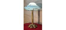 lampe bronze  et laiton art deco  opaline marbré  45x30 av n