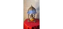 lampe kiosque fer forgé  1930 art deco pate de verre moulé ,