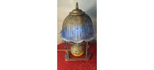 lampe kiosque fer forgé  1930 art deco pate de verre moulé ,