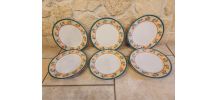 Lot de 6 assiettes plates vintage "Gallery"