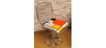 Chaise en métal par Gastone Rinaldi  1960 coussin piet mondr