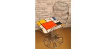 Chaise en métal par Gastone Rinaldi  1960 coussin piet mondr