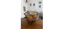 Ancien panier pliable en fil de fer tressé 