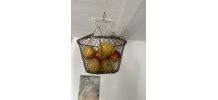 Ancien panier pliable en fil de fer tressé 