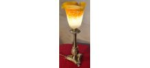 lampe bronze art ancien napoléon 3 tres jolie tulipe en pate