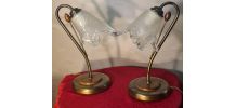 lampe de chevet laiton bois et verre 1970 a 80 ,trace d usag