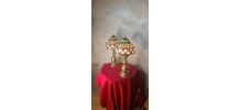 Paire lampe laiton ancienne Abat jour verre 44x21 vitrail st